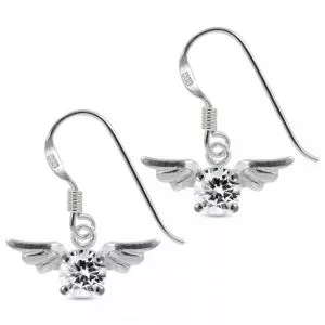 Fancy jeweled Flying Wings 925 Sterling Silver Ear Ring