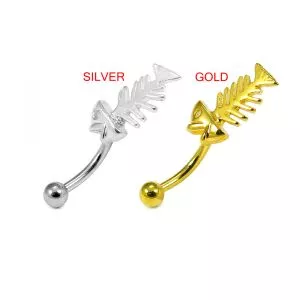 Fish Bone Sterling Silver Eyebrow Ring