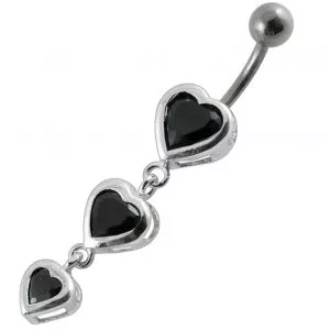Moving Jeweled Heart Charms Belly Ring