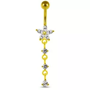 Dangling Flower Navel Belly Body Jewelry