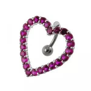 Moving Jeweled Heart Shaoed Belly Ring