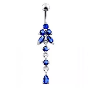 Moving Jeweled Flower Design Navel Body Jewelry