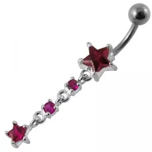 Moving Jeweled Star Designed Navel Body Jewelry