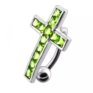 Jeweled Fancy Cross Design Belly Ring