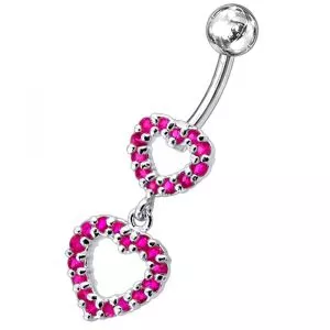 Double Heart Dangling Belly Ring