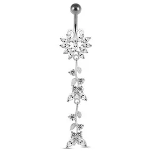 Silver Dangling Belly Ring With SS Bar