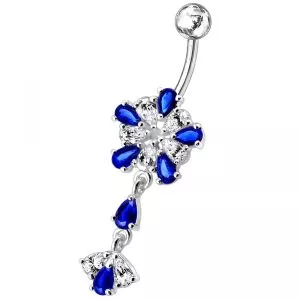 Fancy Flower Dangling Belly Moving Ring
