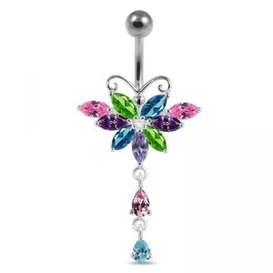 Butterfly Dangling Belly Moving Ring