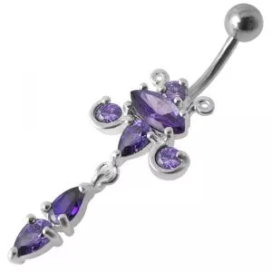 Reverse Butterfly Dangling Belly Moving Ring
