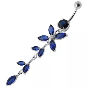 Jeweled Butterfly Dangling Belly Moving Ring