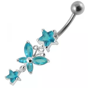 Star with Butterfly Dangling Belly Ring
