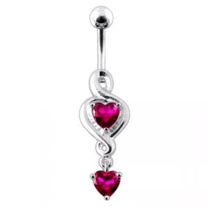 Twin Heart Dangling Belly Ring