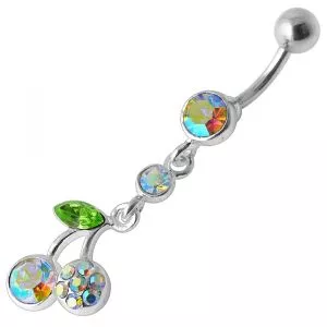 Red Jeweled Fancy Dangling Body Jewelry Navel Belly Ring