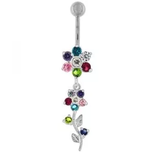 Dangling Flower Navel Belly Ring