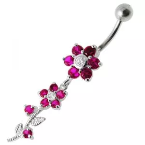 Dangling Flower Navel Belly Ring