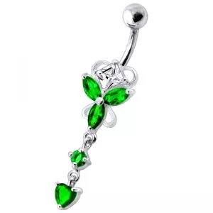 Dangling Jeweled Butterfly Curved Bar Belly Ring