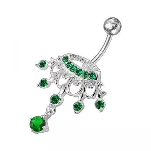 Fancy Bird Shape Dangling Jeweled Navel Ring