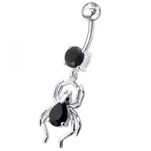 Fancy Jeweled Spider Dangling Belly Ring