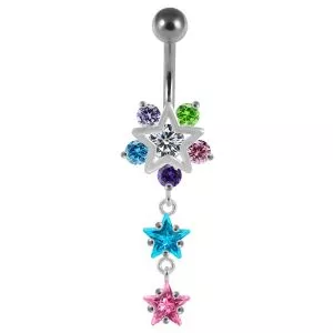 Fancy Jeweled Star Dangling Belly Ring