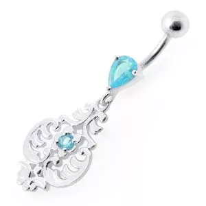 Fancy Ancient Pot Jeweled Dangling Belly Ring