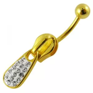 Jeweled Zip Dangling Belly Ring