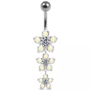 Floral Cascade 925 Sterling Silver Dangling Belly Ring
