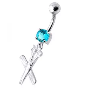Jeweled Scissor Dangling Belly Ring