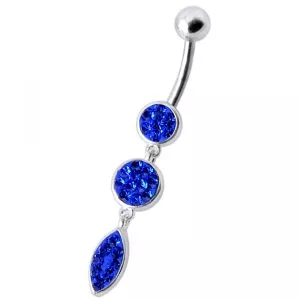 Fancy Pressure Setting Pink Jeweled Dangling Belly Ring
