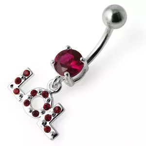 Fancy Stone Jeweled LOL Dangling Belly Ring