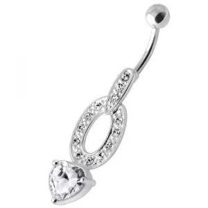 Jeweled Heart Dangling Belly Banana PBM2097