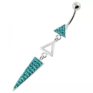 Multi Jeweled 3 Triangle belly button jewelry
