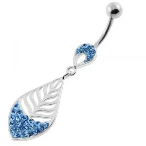 Half Jeweled Leaf Navel belly piercing