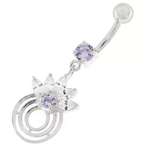 Round Circle with Crown Dangling Belly Ring