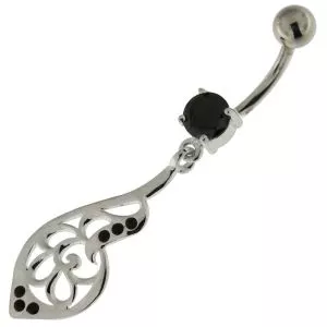 925 Sterling Silver Fancy Jeweled Belly Button Ring