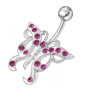 Designer Jeweled Butterfly Non-Moving Belly Ring