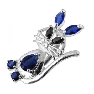 Halloween Jeweled Cat Non-Moving Belly Ring