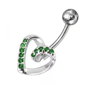 Jeweled Twisted Heart Non-Moving Belly Ring