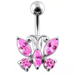 Jeweled Butterfly Non-Moving Belly Ring