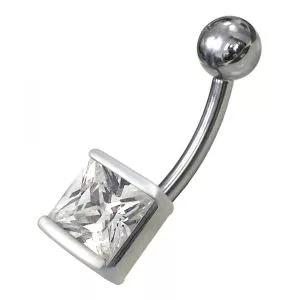 Fancy Single Stone Non-Moving Banana Bar Navel Ring