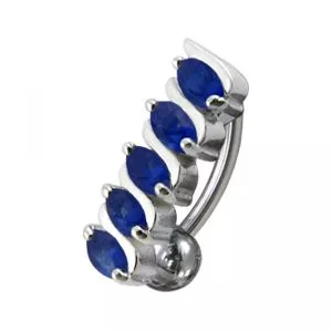 14 Gauge Fancy Jeweled Non-Moving Reverse Belly Ring