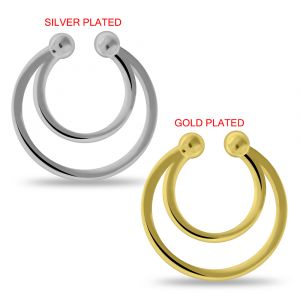 925 Sterling Silver Twin Horseshoe Fake Septum Piercing