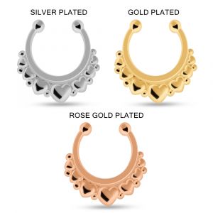 925 Sterling Silver Tribal Hearts Fake Septum Piercing
