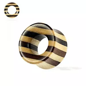 Double Flared Organic Iron and Crocodile Wood Tunnel Ear Gauges Plug