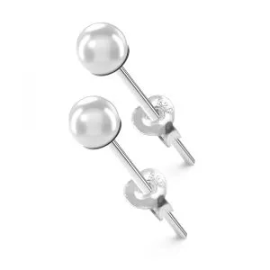 925 Sterling Silver white pearl Stud Earring