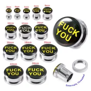 Words Logo With SS Screw Fit Ear Tunnel