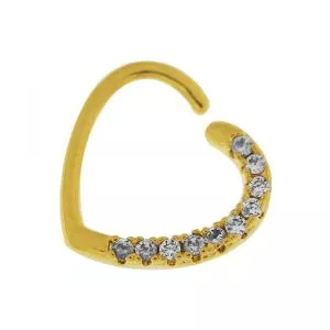 Jeweled Heart Cartilage Single Closure Ring Daith Piercing