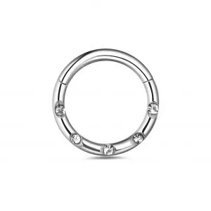 5 CZ Stones Paved Hinged Segment Ring