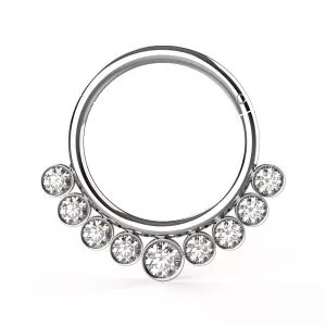 9 CZ Stones Paved Hinged Segment Clicker Ring