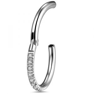 316L Surgical Steel 20G Hinged Segment Clicker Ring with Micro Setting CZ Stones