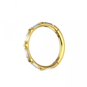 Inlay Crystal Seamless Hinged Clicker Segment Ring